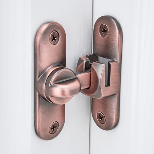 Image of INIRET 2 Packs Red Bronze Barn Door Latches,90 /180 Degree Gate Lock,Flip Gate Latches Hardware,Zinc Alloy Right Angle Door Lock Latch,Door Security Sliding Door Latch Lock for Cabinets,Bathroom