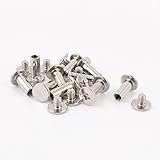 sourcing map Recortes Álbum 5mm x 12mm Níquel Chapado Fijación Chicago Tornillo Poste 10 Piezas