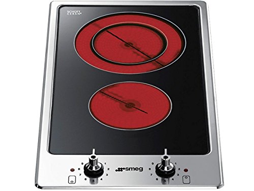 SMEG PGF32C, Placa vitrocerámica CLASSICA, Stainless steel + black glass (chrome knobs)