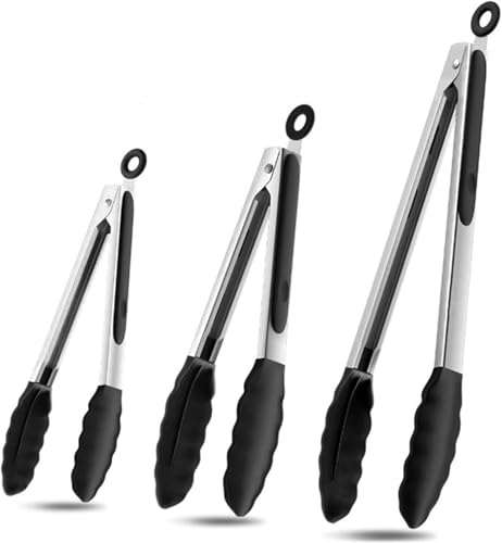 ABCORPHIC pince cuisine 3 pièces, en acier inoxydable et silicone -pince barbecue, résistante à la chaleur et antidérapante, adaptée à la friteuse -pince grille pain, pince alimentaire