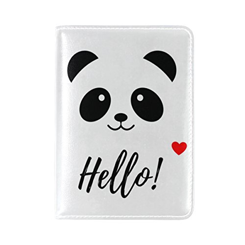 ALAZA Hello Panda White Leather Passport Holder Cover Case Travel One Pocket