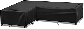 GEMITTO Pokrowiec na meble ogrodowe w kształcie litery L, pokrowiec na sofę w kształcie litery L, wodoszczelny, oddychający, wodoszczelny, ochrona przed wiatrem, promieniowaniem UV, lewa i prawa długa