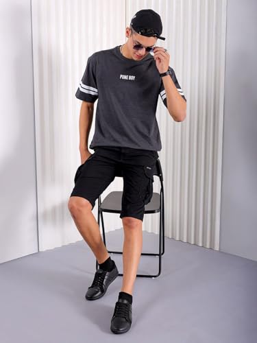 Image of The Indian Garage Co Men Boxy Oversized Placement Print Round Neck Tshirt