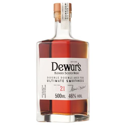 Dewars Double Double 21 Year Old Blended Scotch Whisky 46% ABV 50cl with Gift Box Finished in Oloroso Sherry Casks 500ml