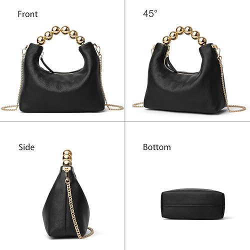 Image of DORIS&JACKY Small Top Handle Clutch Purse for Women, Designer Evening Bag With Pearl Tote Handle and Chain Strap