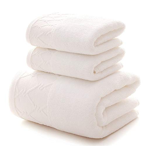 GLANGYU Handtuch Handtuch 3er Set 1er Großes Badetuch for Erwachsene / 2er Handtücher 100% Baumwolle Dickes Weiches Wasser Schnelltrocknendes Badetuch (Color : White, Size : 2Pcs34x74 1Pcs70x140) Cover