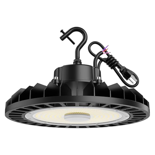 UFO LED High Bay Light 100W 1 Pack, 5000K 14,000LM, 0-10V Dimmable, US Plug 5ft Cable, Shop...