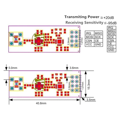 Módulo Transceptor NRF24L01 con antena SMA de 8 piezas para proyectos inalámbricos a 2,4 GHz 6