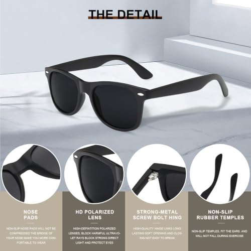 Image of DEMIKOS Sunglasses Men Polarized Sunglasses for Mens Womens Retro Mirror Lens for Driving Fishing UV Protection
