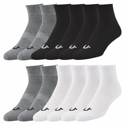 True Religion Mens Socks Ankle Socks for Men 6 & 12 Pairs Quarter Premium Athletic Shoe Size 8-12