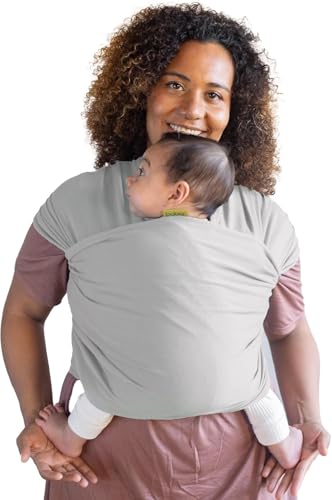 Image of Boba Baby Wrap Carrier - Original Baby Sling Carrier for Newborns (7-35 lbs), Soft, Secure, Hands-Free & Ergonomic, Ideal for Comfortable Bonding, New Parents (Serenity Light Grey)