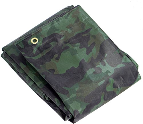 Heavy Duty Waterproof Camo Tarp - Reversible Camouflage / Green Tarp - 6x8 with UV Protection for Outdoor Camping RV Truck and Trailers