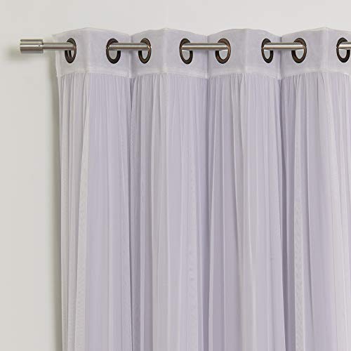 Best Home Fashion Umixm Tulle Sheer Lace And Blackout 4 Piece Curtain Set – Antique Bronze Grommet Top – Lilac – 52" W X 84" L – (2 Curtains And 2 Sheer Curtains) #TOP3