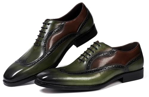 Santimon Mens Oxfords Formal Dress Suit Shoes Genunie Leather Wingtip Brogues Modern Derby Fashion Prom Wedding Business Casual Comfortable Tuxedo Shoes for Men2