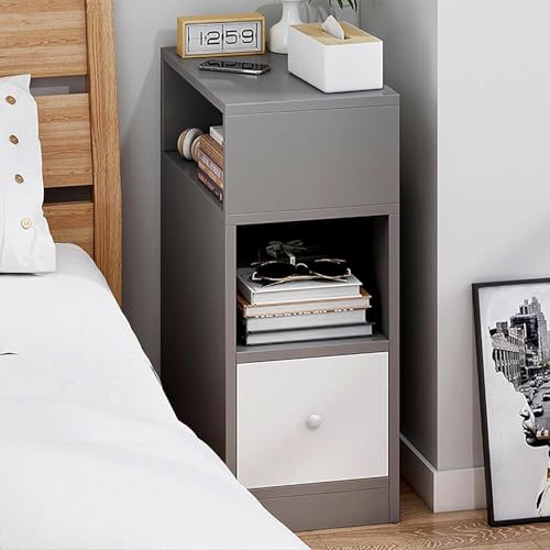 Modern Minimalist Nightstand Creative with Drawer Bedside Table Wood End Side Table for Bedroom Living Room 25x30x66cm(10x12x26inch)