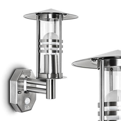 Außenwandleuchte Forli m. Bewegungsmelder, moderne Wandlampe aus Edelstahl...