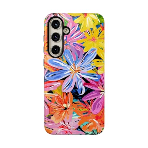 Coque rigide brillante haut de gamme motif floral abstrait Samsung Galaxy S24 Plus