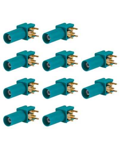 Vecys 10PCS Fakra Z Male Connectors Fakra Z Type Male Plug Right Angle Waterblue 5021 PCB Mount, Male Right Angle