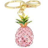Cute Fashion 3D Cubic Graven Pineapple Shaped Rhinestone Alloy Metal Car Bag Phone Purse Keychain Pe