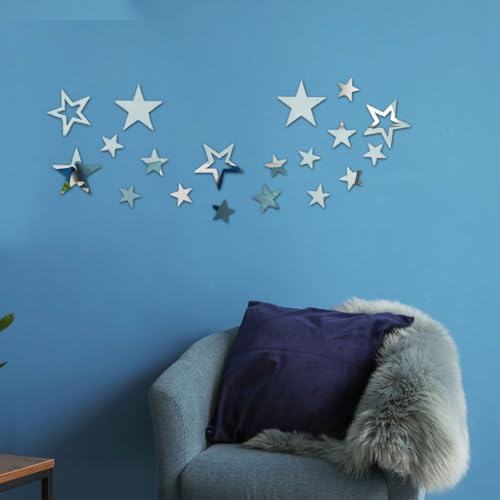 SanKristo DIY Espejo Adhesivo Pared, 19 Piezas Pegatina de Pared