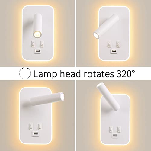 Aplique de pared ajustable con USB y luz de lectura LED Weigudoc 3