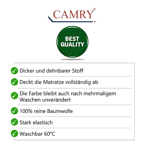 Camry Spannbettlaken 2er-Set 90x200cm - 100x200cm Schwarz Baumwolle Jersey Spannbetttuch Oeko-Tex – Ansicht 5