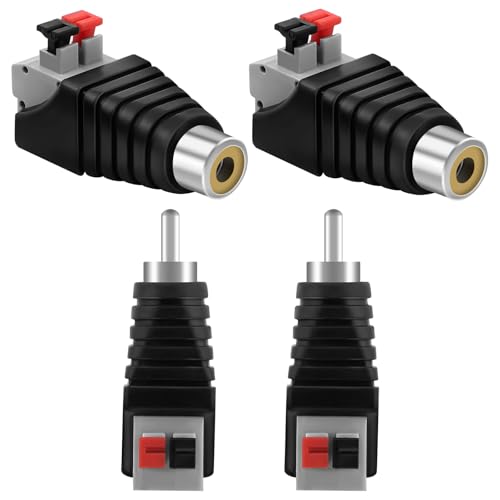 AXFEE 4 Pezzi Adattatore per Cavo da RCA Maschio Femmina,