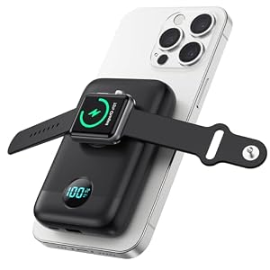 Magnetic Portable Charger with Apple-Watch Charger,10800mAh 25W PD Fast Charging Wireless Power Bank,4 Outputs Travel Essential for Magsafe Battery Pack Compatible with iPhone 17/16/15/14/13/12 Series