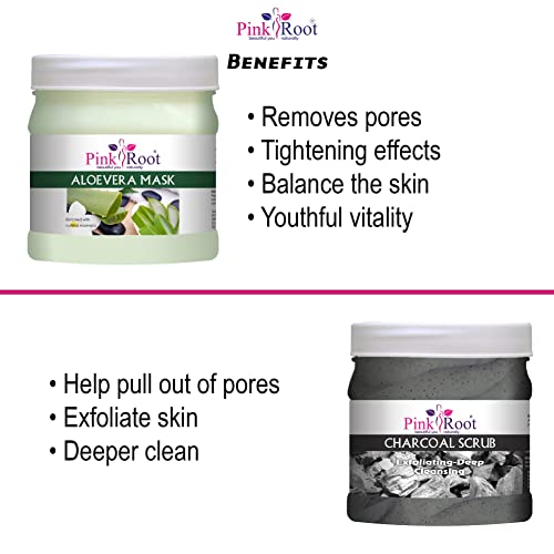 Image of Pink Root Aloe Vera Mask 500gm with Charcoal Scrub 500gm