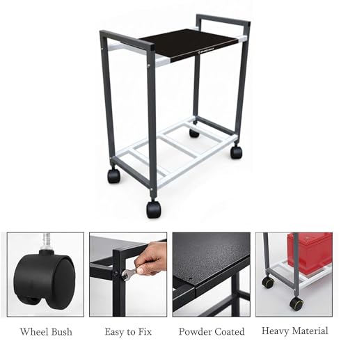 Image of BRAND VILLA Heavy Duty Metal Inverter Trolley Stand with 360 Rotating Lockable Wheels | Battery & Inverter Stand | Movable Rust Proof Iron Trolley for Home & Office