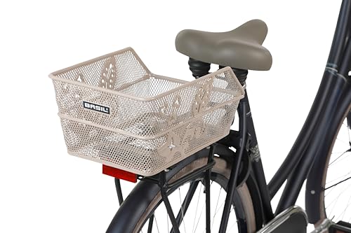 Basil Cento Flower Kinder-Fahrradkorb – Hinterrad – Fest Montierbar – 31×21×9 cm – Stabiler Stahlkorb – Metallfarbig