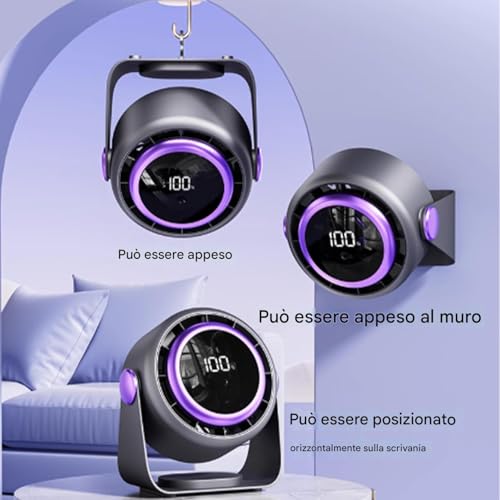 Ventilateur portable tactile avec écran numérique et batterie rechargeable USB - 5