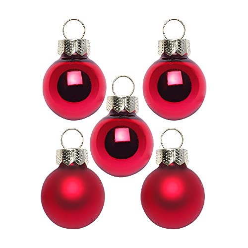 Inge Glas Magic Mini-Weihnachtskugeln 2cm 25 Stück | kleine Christbaumkugeln in Karton-Box (Ochsenblut | rot Glanz matt)