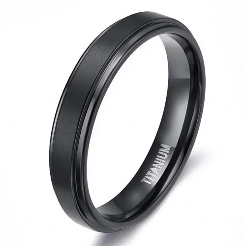 Anillo de titanio negro para hombre perfecto para lucir en tu boda y usar en la oficina diaria