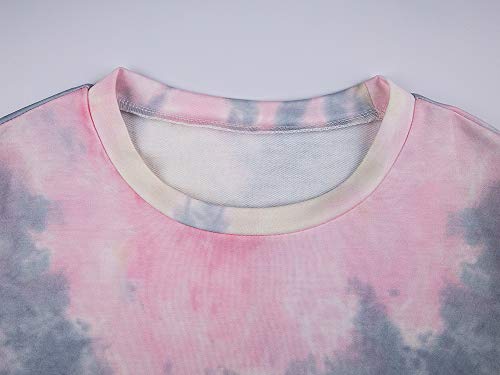 Eosiedur Women's Tie-Dye Set 2 Piece Outfits Autumn - Loose Casual Two Piece Tracksuits Set Pink & Gray, Xxl #TOP3