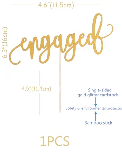 Leeleean ENGAGED Cake Topper - Engagement Theme Cake Topper, Wedding Anniversary Bridal Shower Bachelorette Party Cake Decorations Party Supplies thumb #5