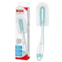 NUK Twist Flaschenbürste mit Schwamm und integrierter Saugerbürste | mit ergonomischen Griff | für Flaschen und Sauger | 1 Stück