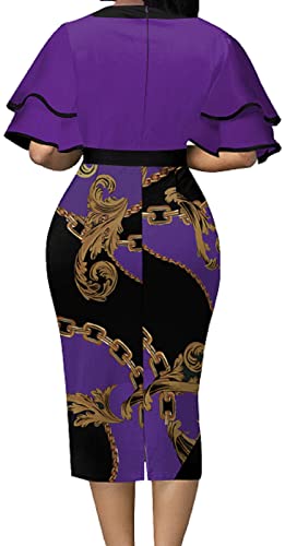 IbuduSexy Church Dresses for Women 2025 Elegant Ruffled Midi Work Dress Bow Tie2