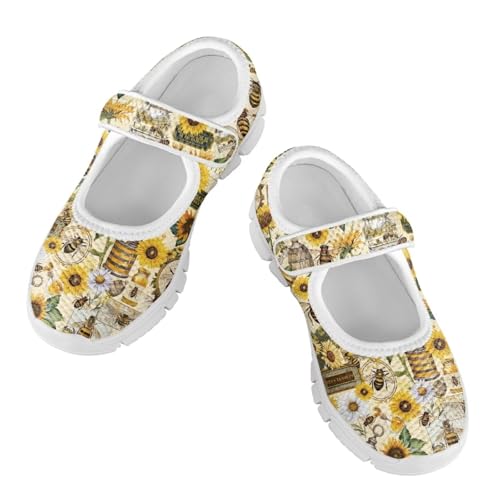 chaqlin Kids Mary Jane Girl's School Uniform Dress Shoes Boys Non Slip Breathable Mesh Strap Sneaker Casual Waling Running Tennis Shoes