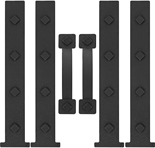 HILLMASTER Garage Door Magnetic Decorative Hardware, 6 Pieces Rectangle Garage Door Magnets Accents Curb Appeal Faux Hinges and Handles Garage Door Decor Hardware Kit, Black(4 Hinges+2 Handles)