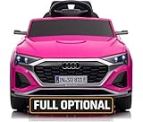 Auto Elettrica per Bambini Audi SQ8 e-tron Sportback Macchina con Licenza Ufficiale 12V Due Potenti Motori Telecomando Cintura di Sicurezza 5 Punti Porte Apribili Luci LED Musica MP3 Rosa