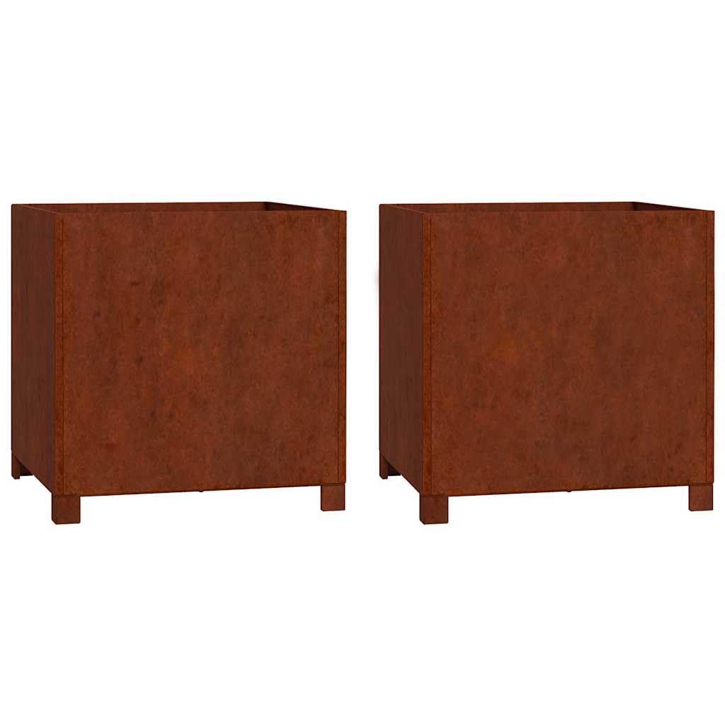 vidaXL Jardinières avec Pieds 2 pcs, Bacs à Fleurs, Pots de Plantes, Lits Surélevé, Décorations de Jardin Terrasse Patio Balcon, Rouillé Acier Corten