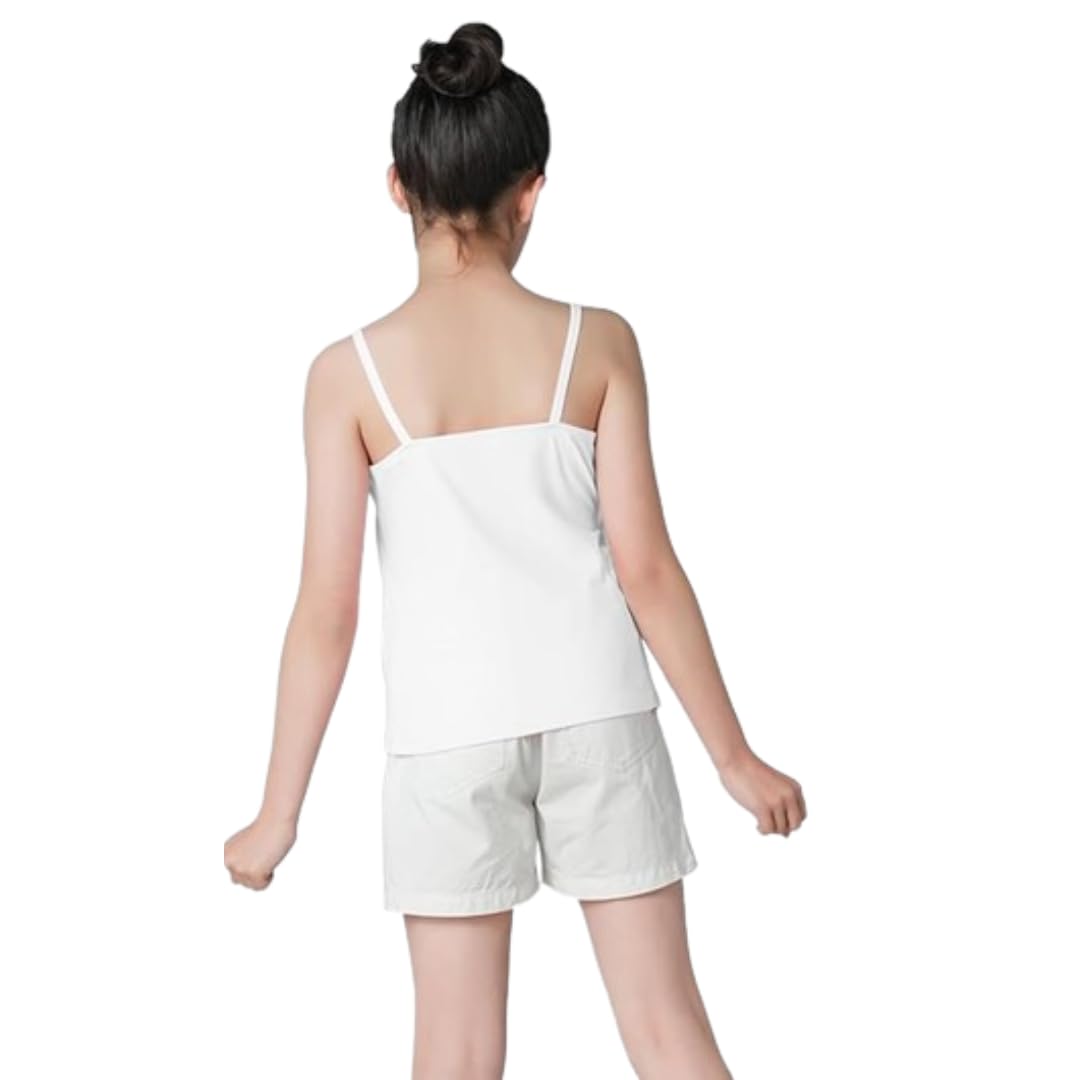 Cotton Kikwit Padded Regular Fit Camisole For Girls|Flat Padding|Beginners/Teenager Inner For Puberty Cami|Slip With Adjustable Straps (13-14 Years, White) - Image 3 thumbnail