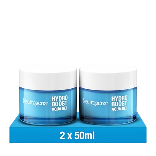 Neutrogena Hydro Boost Aqua Gel (2 x 50 ml), Moisturising Face Cream with Hyaluronic Acid, Amino Acids & Electrolytes, Quick-Absorbing Moisturising Cream for Normal & Combination Skin, Double Pack