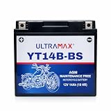 ULTRAMAX YT14B-BS AGM Motorcycle Battery (512 903 013) (YT14BBS) (YT14B-4) 12 V 12 Ah