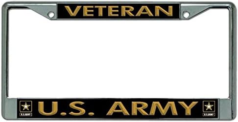 Veteran U.S. Army Chrome License Plate Frame
