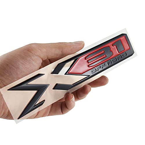 Image of Pair Set Sierra 1500 X31 Off Road Emblems 3D Rear Bodyside Truck Bed Decal Badge Nameplate Replacement for 2019-2022 Sierra 84682662 (Black Red)