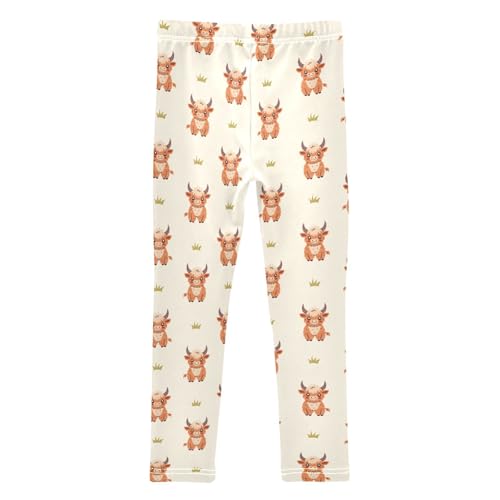 Girls Leggings Soft Toddler Ankle Length Bottoms Cute Highland Cow Kids Dance Yoga Pants 4-10 Years2