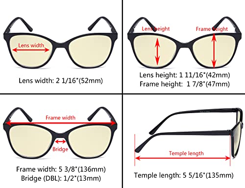 Image of Eyekepper 4 Pack Oversized Blue Light Filter Glasses - Cat Eye Design Computer Reading Glasses for Women Anti Screen Glare Blocking Digital Blue Rays Yellow Tinted +1.50