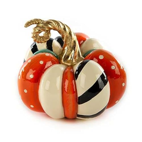 MACKENZIE-CHILDS Mini Patchwork Spice Pumpkin, Decorative Resin Autumn and Halloween